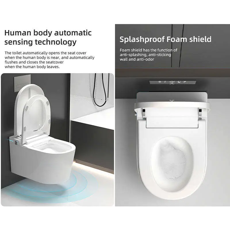 Wall Mounted Electric Intelligent Water Closet Auto Sensor Bathroom Wall Hung One Piece Smart Toilet — image 6