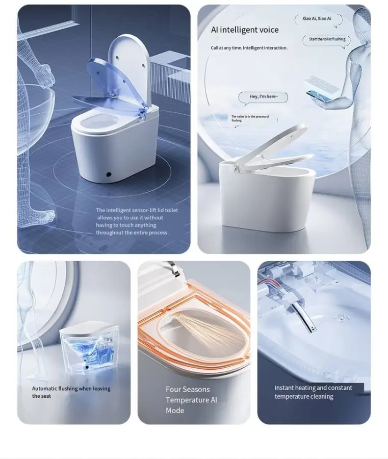 No Water Pressure Limit Small Size Luxury Intelligent Water Closet Bathroom Auto Foot Sensor One Piece Toilet Commode — image 5