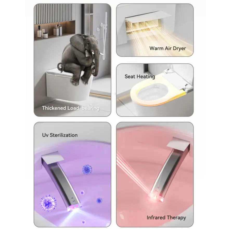New Arrival High-end Good Quality Wall Mounted White Color Intelligent Inodoro Bathroom Wall Hung Auto Smart Toilet — image 3