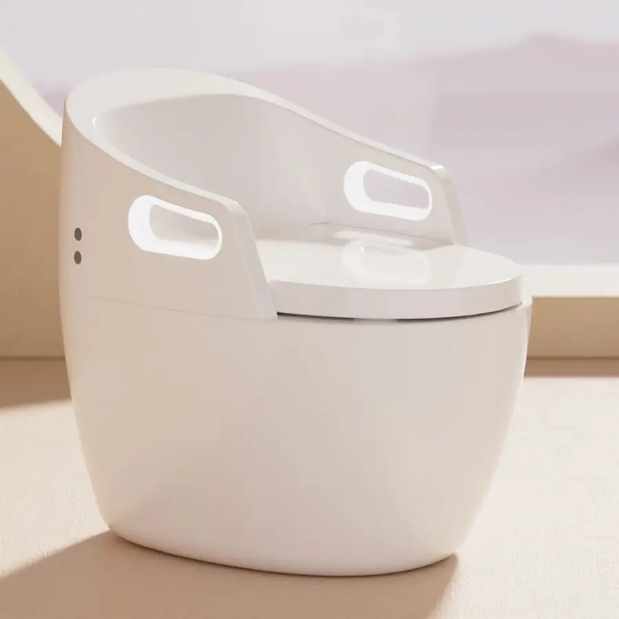 Old Man Design Armrest Semi-ring Back Design Intelligent Ceramic Automatic Bathroom Ceramic Floor Mounted One Piece Smar — view 1