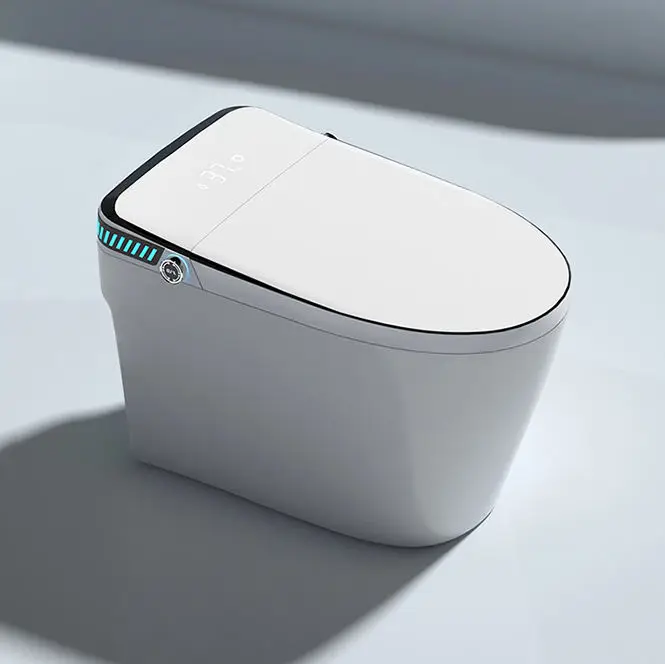 One Piece No Pressure Limit Intelligent Floor Mounted Water Closet Bathroom Ceramic Auto Open Seat Smart Toilet — view 1