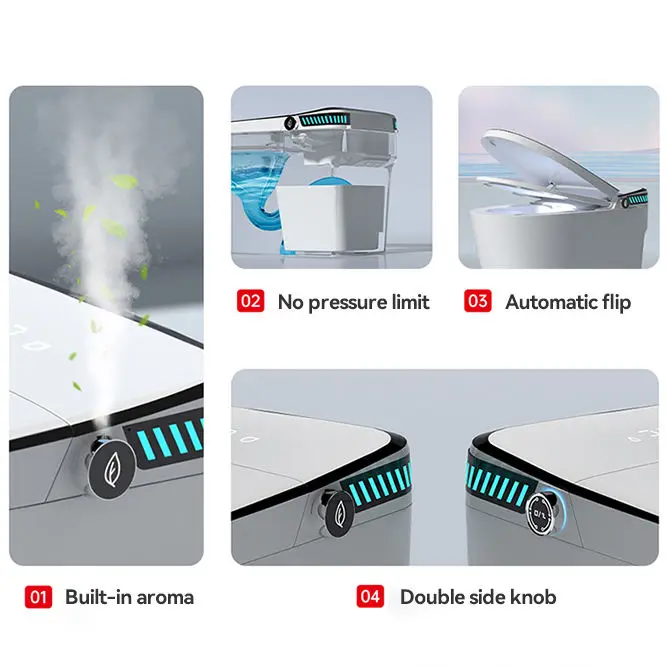 One Piece No Pressure Limit Intelligent Floor Mounted Water Closet Bathroom Ceramic Auto Open Seat Smart Toilet — image 2