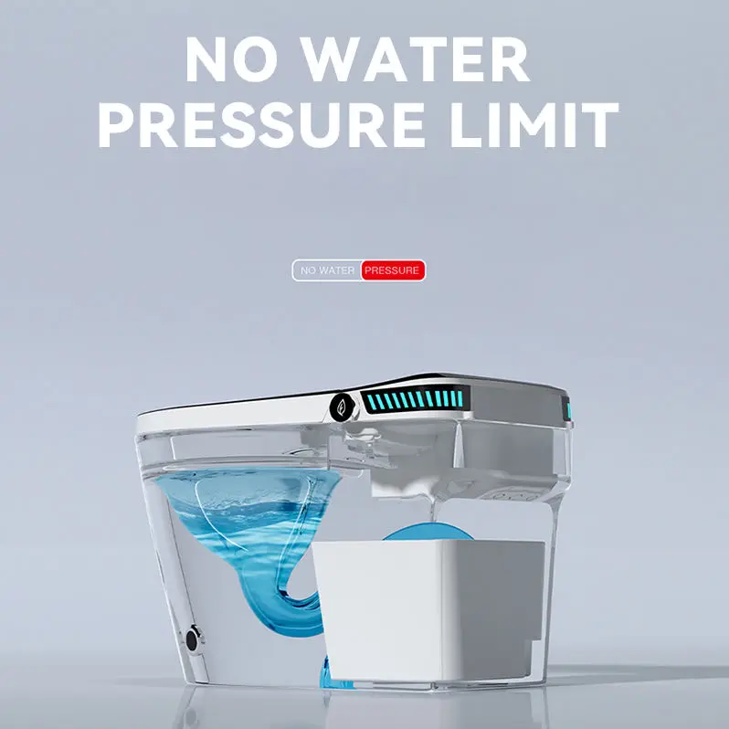 One Piece No Pressure Limit Intelligent Floor Mounted Water Closet Bathroom Ceramic Auto Open Seat Smart Toilet — image 4