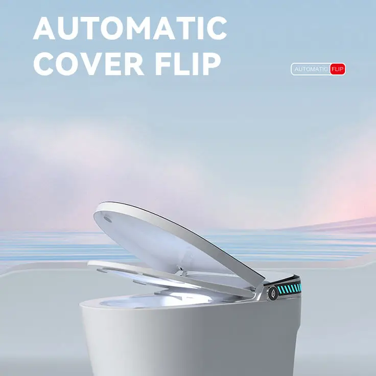One Piece No Pressure Limit Intelligent Floor Mounted Water Closet Bathroom Ceramic Auto Open Seat Smart Toilet — image 5
