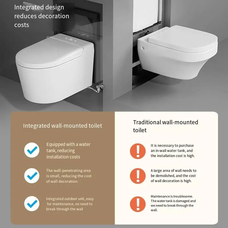 UVC Sterilization High-end Wall Mounted Intelligent Luxury Design Auto Open Cover Seat Bathroom Ceramic One Piece Smart Toilet — image 2