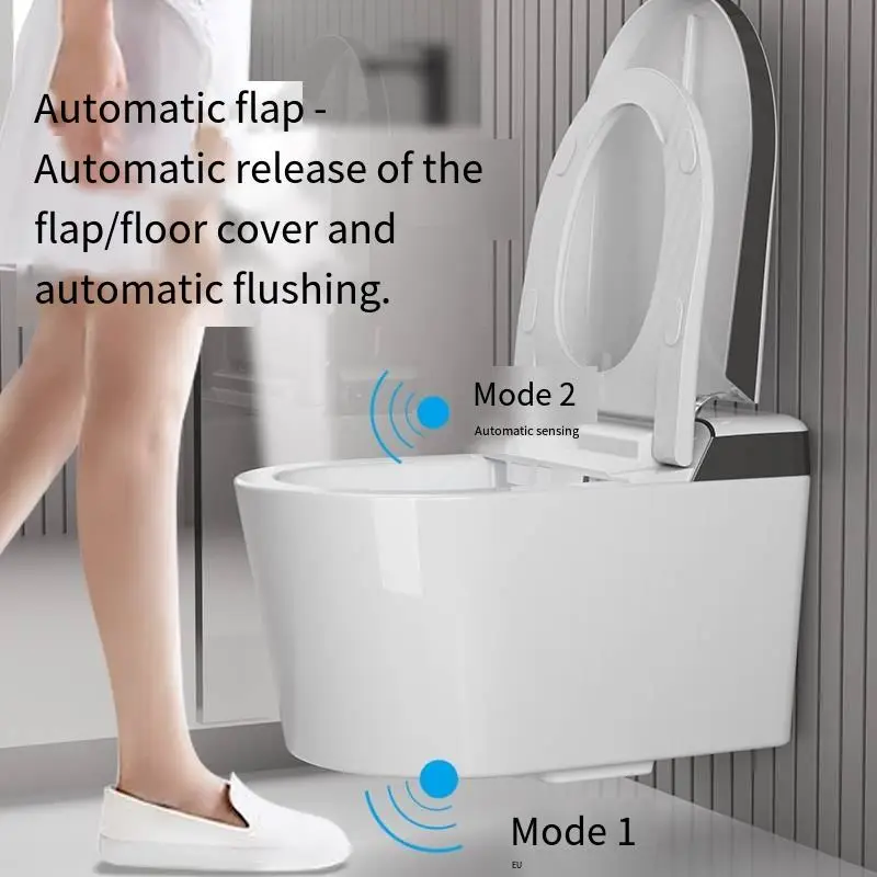 UVC Sterilization High-end Wall Mounted Intelligent Luxury Design Auto Open Cover Seat Bathroom Ceramic One Piece Smart Toilet — image 6
