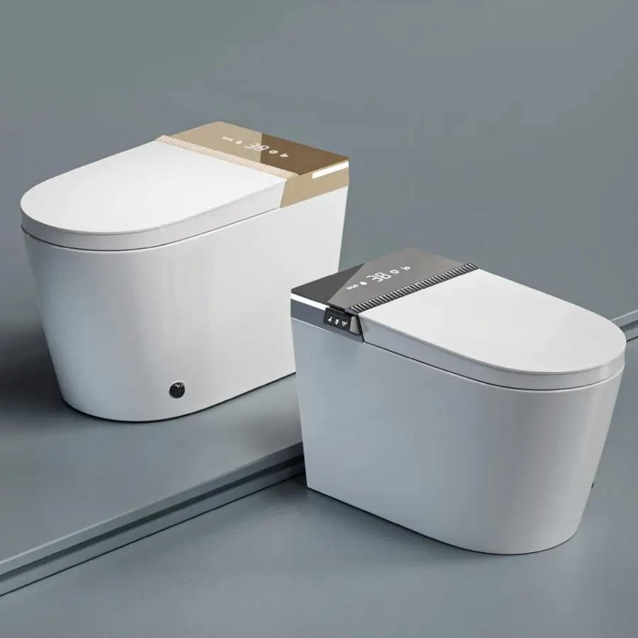 Widened Seat Ring U Shape Two Color HD LED Display Intelligent Indoro Bathroom Floor MOunted One Piece Smart Toilet — view 1