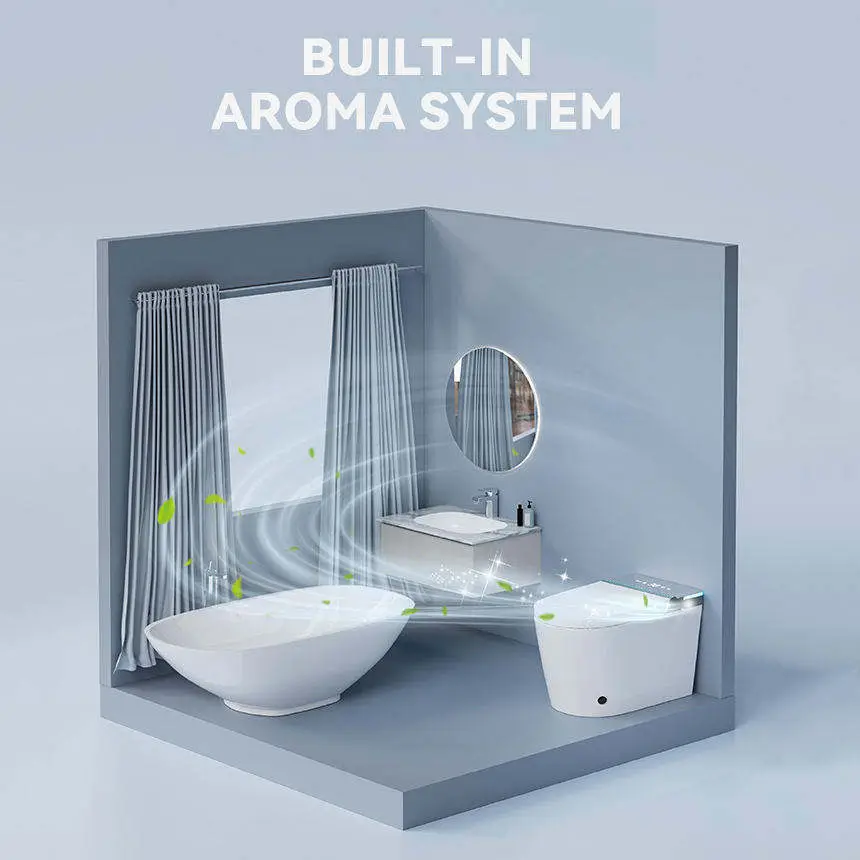Widened Seat Ring U Shape Two Color HD LED Display Intelligent Indoro Bathroom Floor MOunted One Piece Smart Toilet — image 3