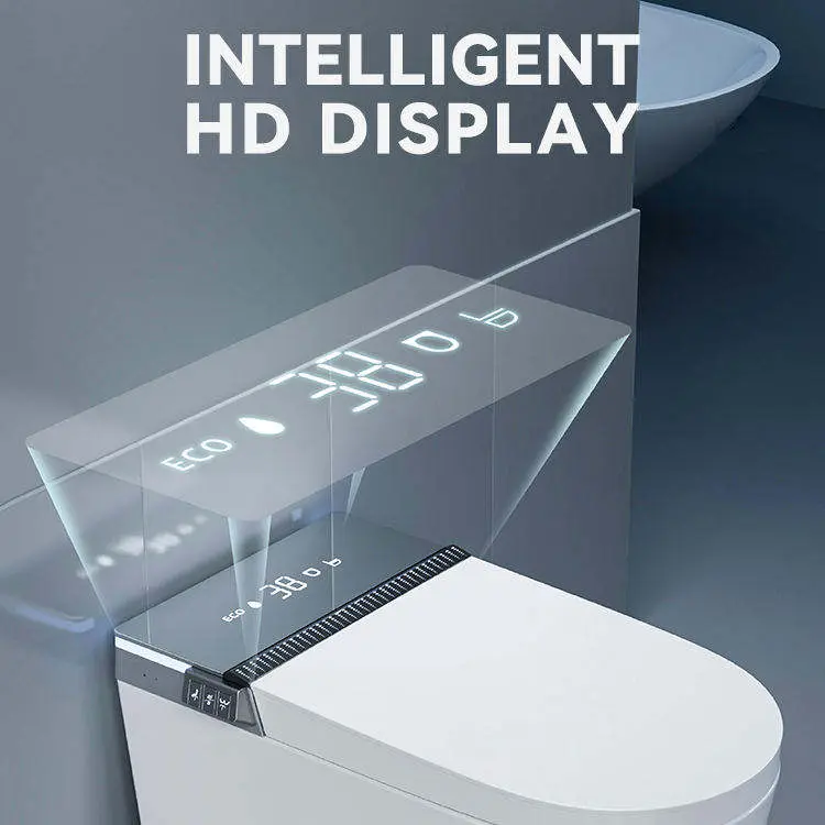 Widened Seat Ring U Shape Two Color HD LED Display Intelligent Indoro Bathroom Floor MOunted One Piece Smart Toilet — image 4