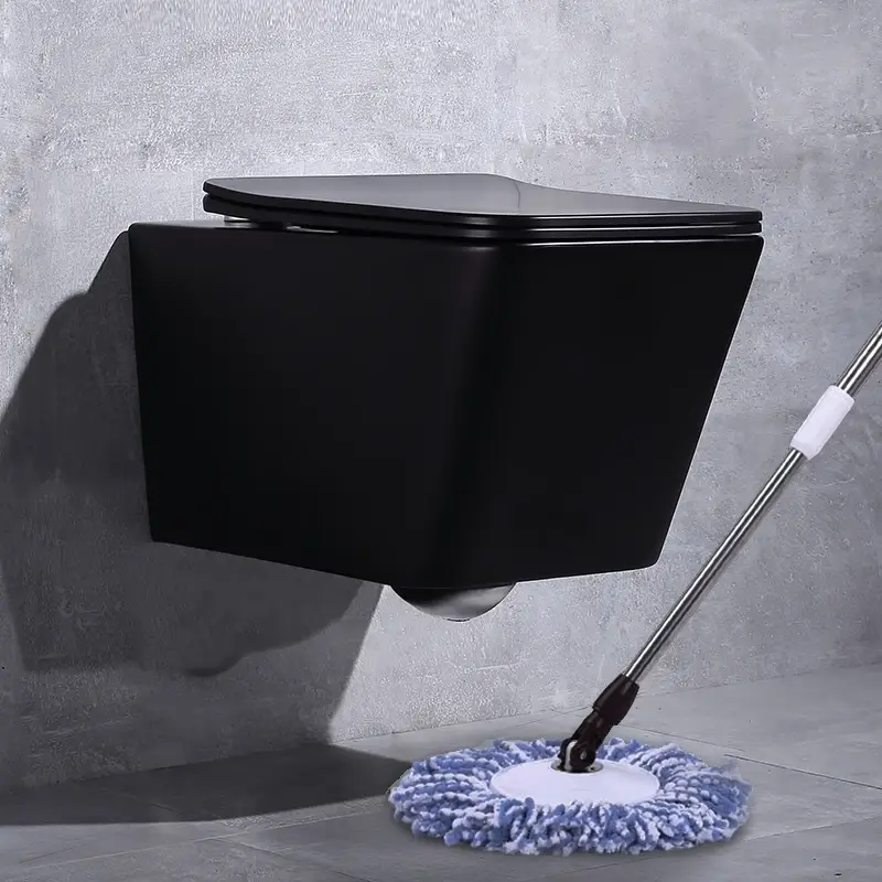 Modern Luxury Matt Black Wall-Mounted Washdown Toilet Bowl One-Piece Luxury Rimless Hanging Features Luxury Bathroom Ceramic — image 3