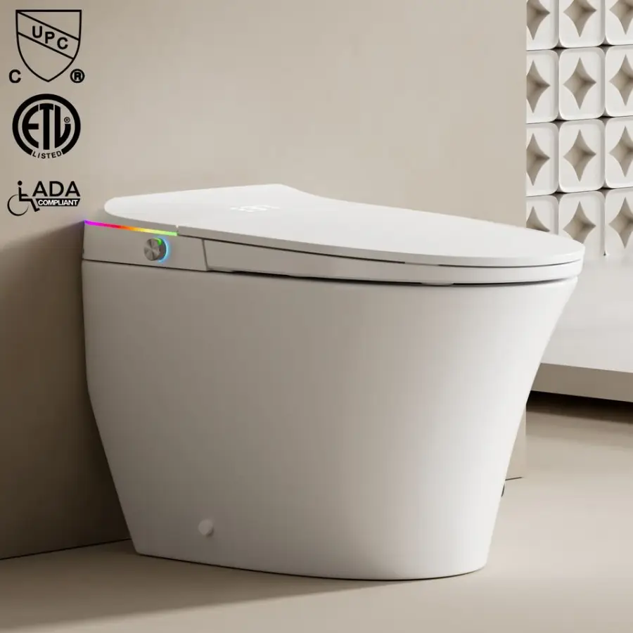 IPX4 LED Screen Display CUPC ETL ADA Good Quality Intelligent Floor Mounted Sanitary Ware Ceramic One Piece Smart Toilet — view 1