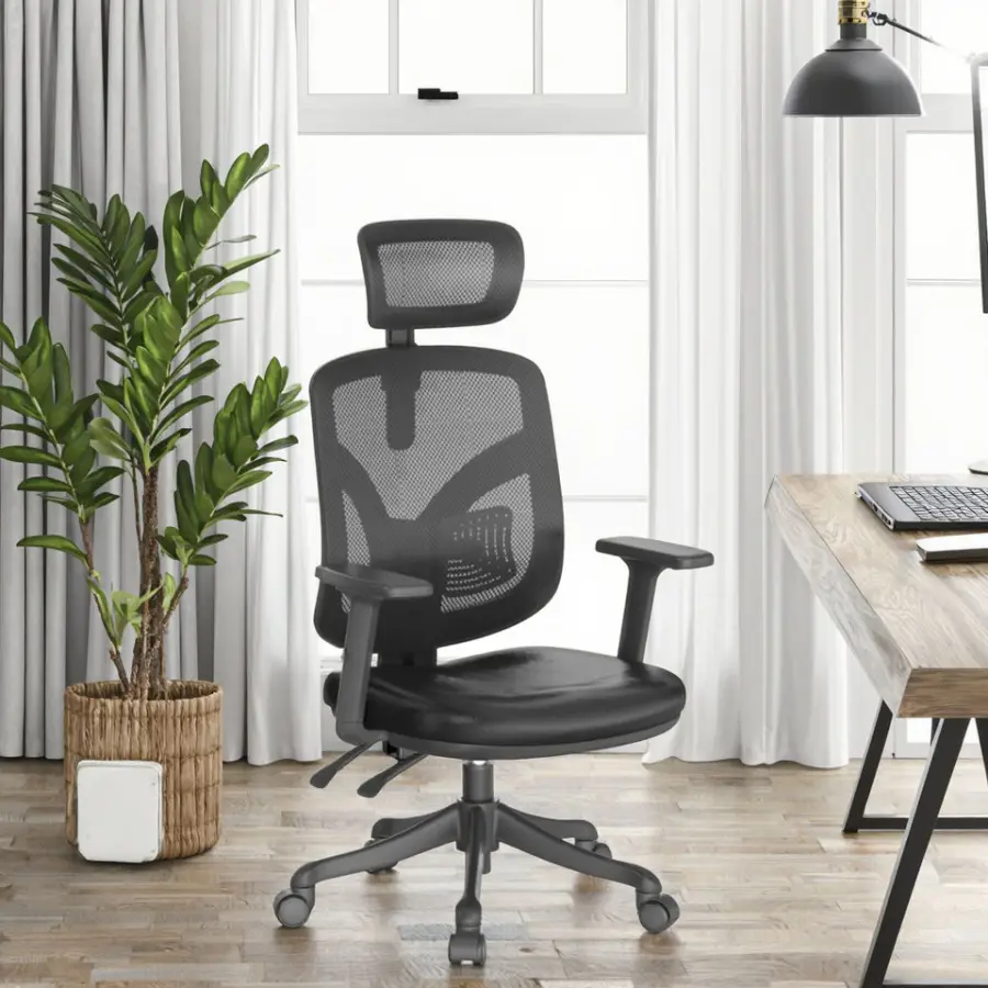 SIHOO M56 Ergonomic Adjustable Office Leather Computer Mesh Chair with Big Comfortable Cushion pp Base — view 1