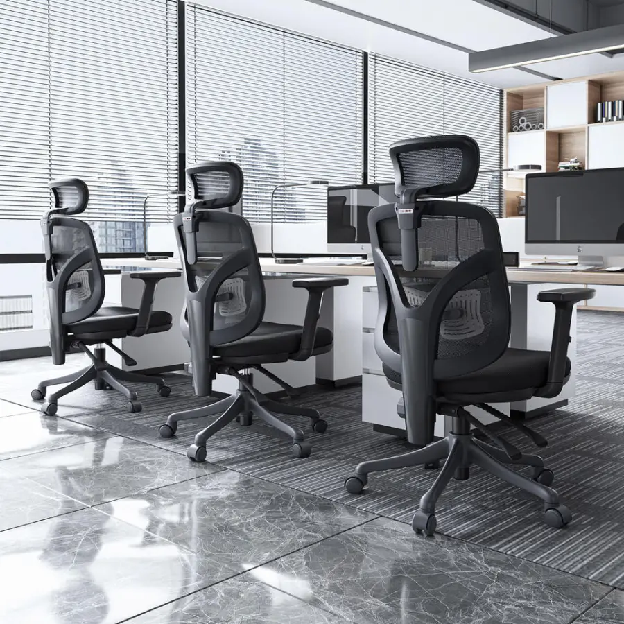 SIHOO M56 Ergonomic Adjustable Office Leather Computer Mesh Chair with Big Comfortable Cushion pp Base — image 7