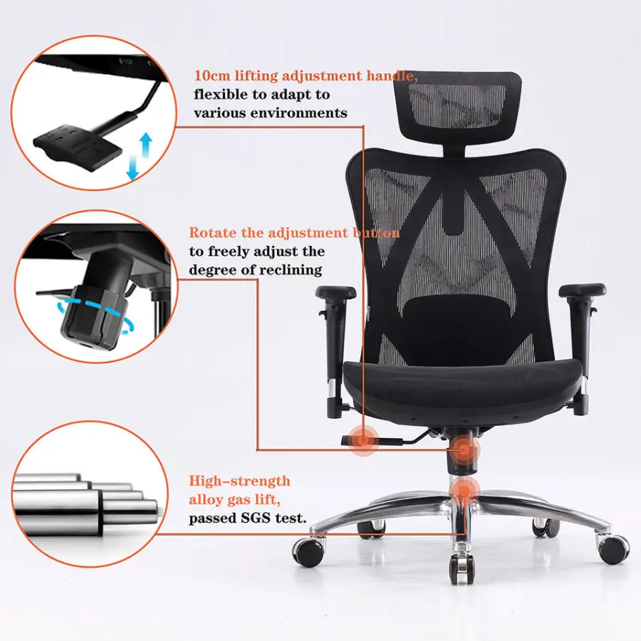 Chairs Wholesale SIHOO M57 Mesh Task Chair Massage Back Rest Swivel Ergonomic Office Office Seat Back Support — image 5