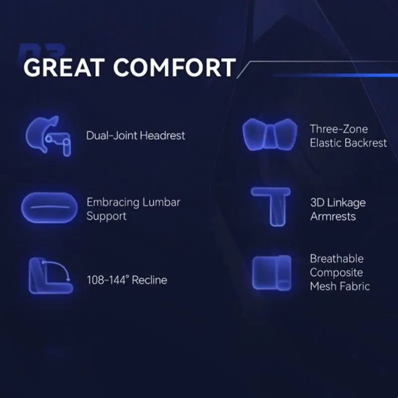 X5 Plus Gaming Chair Height Adjustable PC Computer Chair with 3D Linkage Armrest Embracing Lumbar Support Gamer Chair — image 5