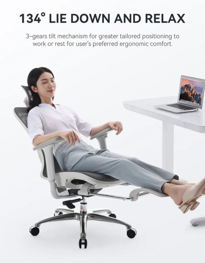 Sihoo M57C Adjustable Revolving Mesh Ergonomic Office with Footrest Furniture Executive Chair 4D Armrest Home Office Cha — view 4