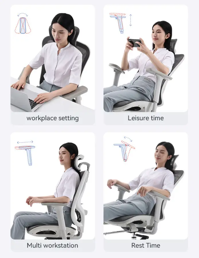 Sihoo M57C Adjustable Revolving Mesh Ergonomic Office with Footrest Furniture Executive Chair 4D Armrest Home Office Cha — view 5