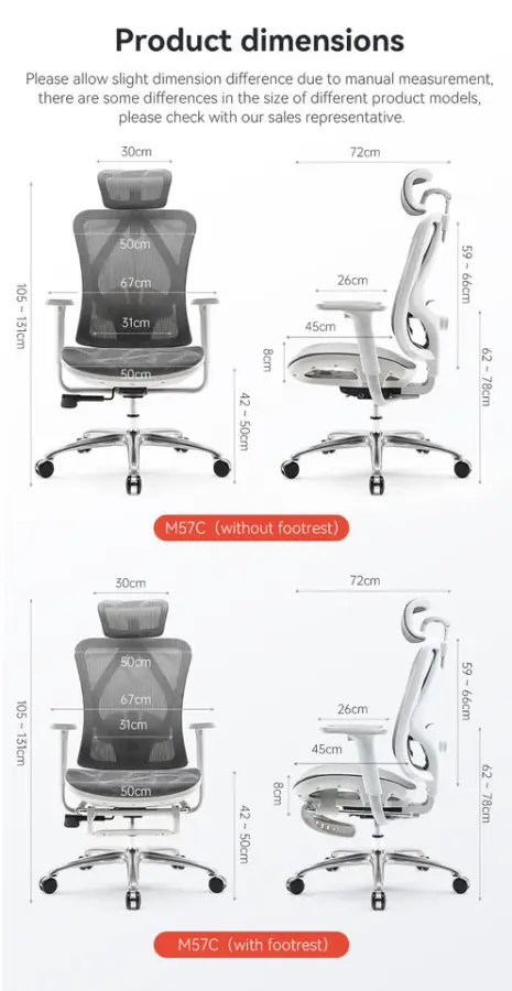 Sihoo M57C Adjustable Revolving Mesh Ergonomic Office with Footrest Furniture Executive Chair 4D Armrest Home Office Cha — view 6