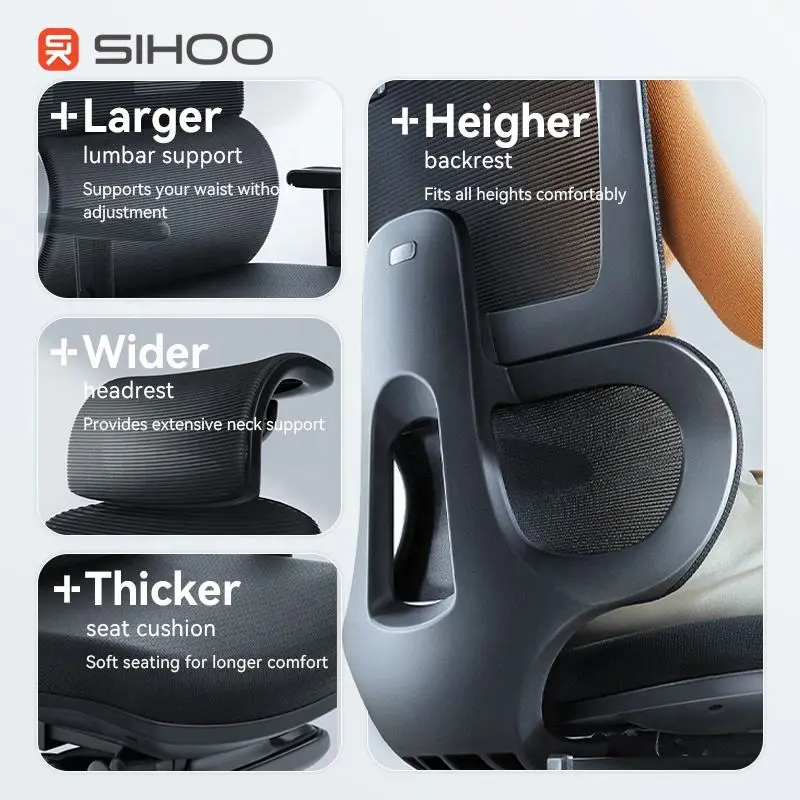 SIHOO M105 Eexecutive Office Chair Swivel Chair Adjustable Armrest Provides Extensive Neck Support Mesh Home Office Chair — image 3