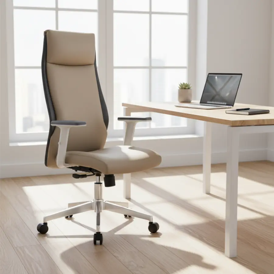 Modern Design Ergonomic Executive Office Chair Fixed Headrest PU Leather Adjustable Height Comfortable CEO Task Manager Free — image 2
