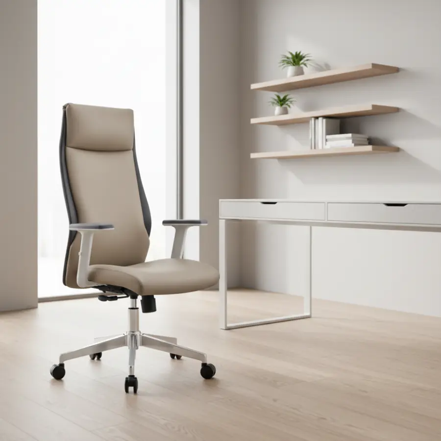 Modern Design Ergonomic Executive Office Chair Fixed Headrest PU Leather Adjustable Height Comfortable CEO Task Manager Free — image 3