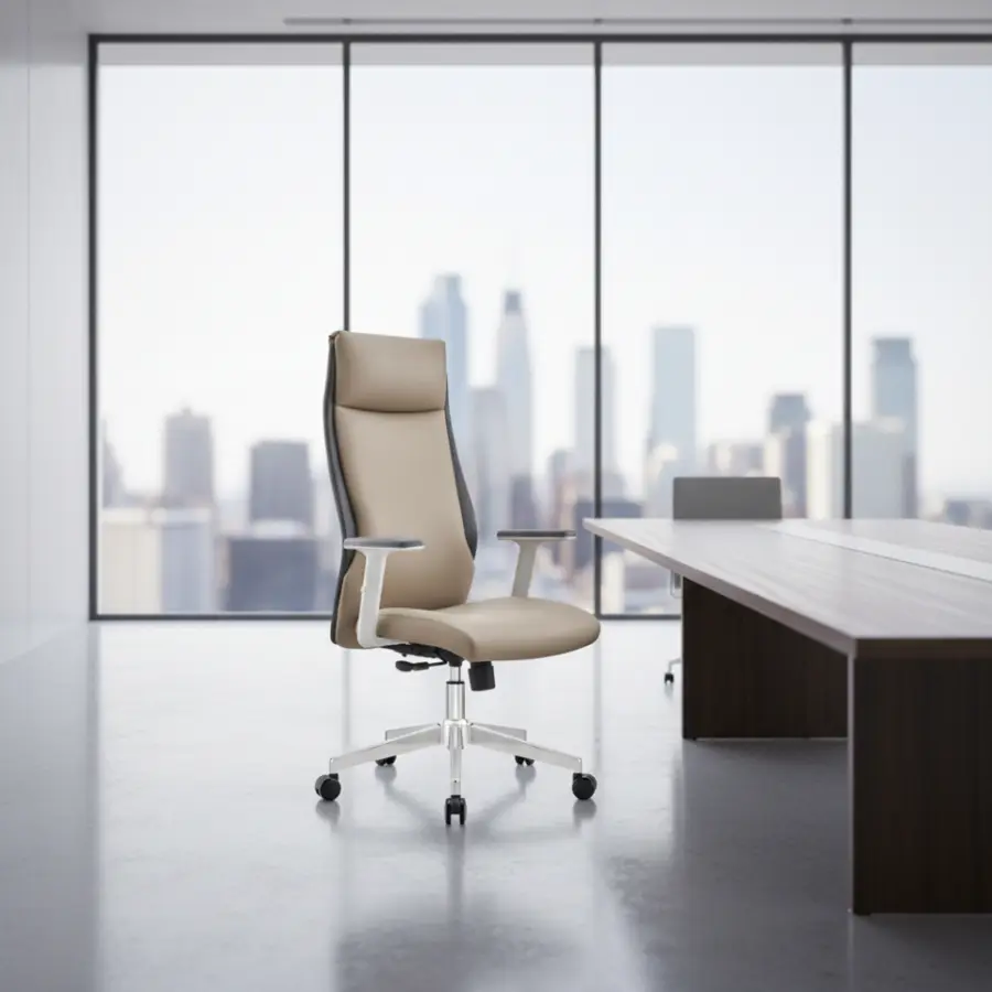 Modern Design Ergonomic Executive Office Chair Fixed Headrest PU Leather Adjustable Height Comfortable CEO Task Manager Free — image 4