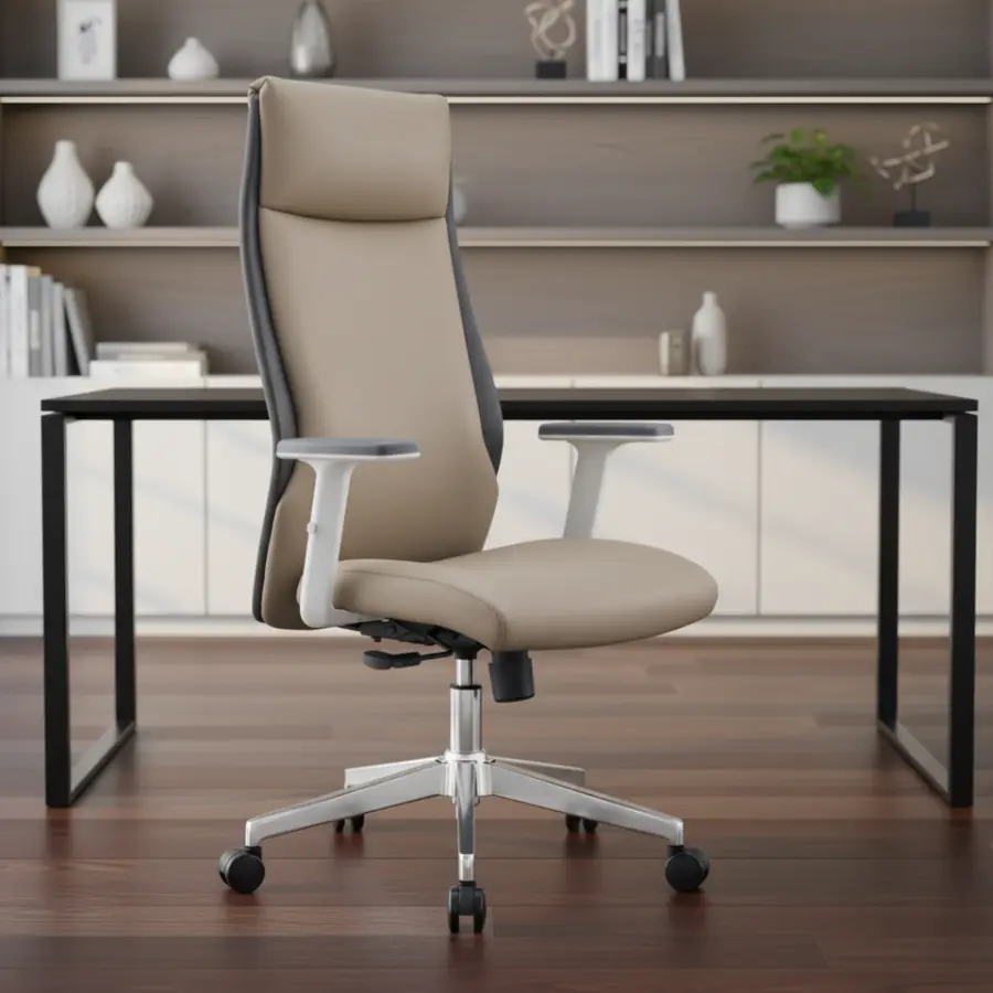 Modern Design Ergonomic Executive Office Chair Fixed Headrest PU Leather Adjustable Height Comfortable CEO Task Manager Free — image 5