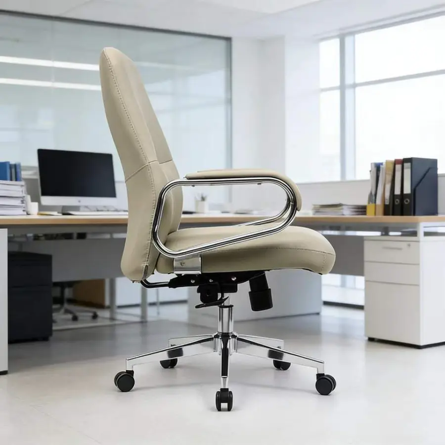 Premium-Grade Professional Luxury Elegant Executive Comfortable Lifting Adjustable Plush Seat White Cowhide Leather Office Chair — image 6