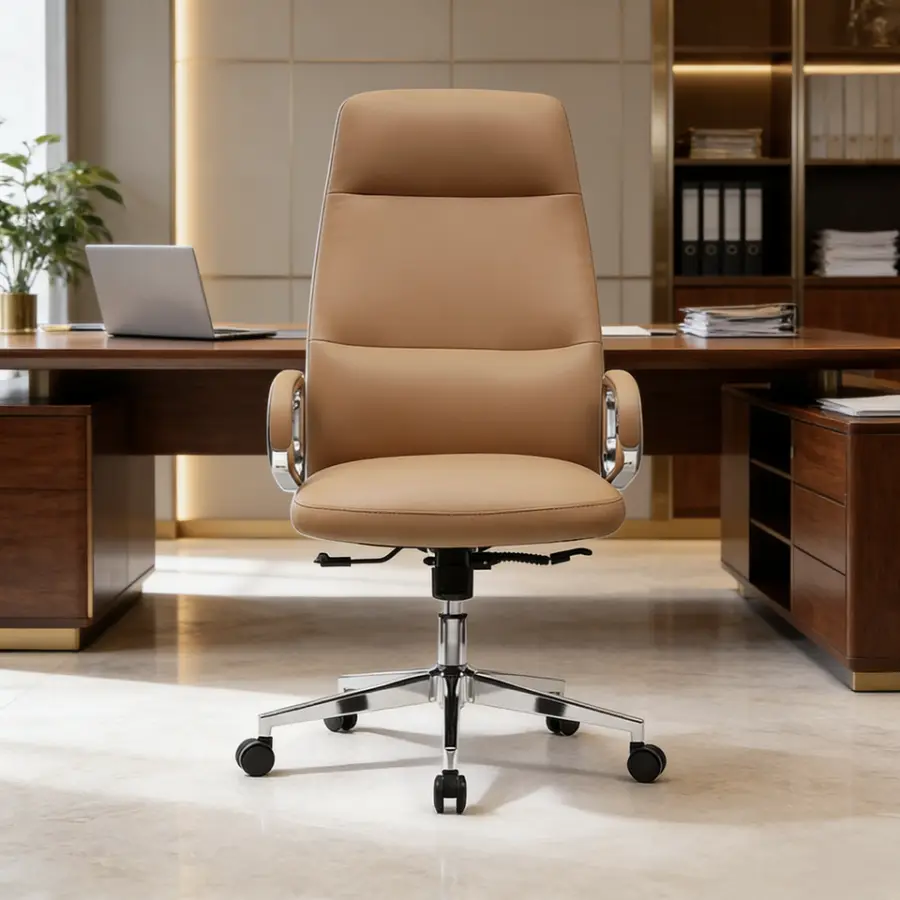 Luxury Modern Multi-Purpose Design High Comfortable Swivel Reclining Adjustable Function Plush Seat Cowhide Leather Office Chair — image 3