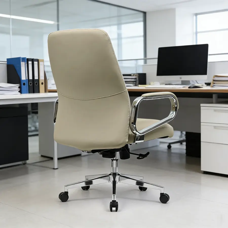 Premium-Grade Professional Luxury Elegant Executive Comfortable Lifting Adjustable Plush Seat White Cowhide Leather Office Chair — image 7
