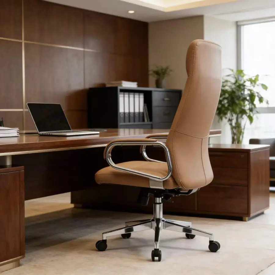 Luxury Modern Multi-Purpose Design High Comfortable Swivel Reclining Adjustable Function Plush Seat Cowhide Leather Office Chair — image 6