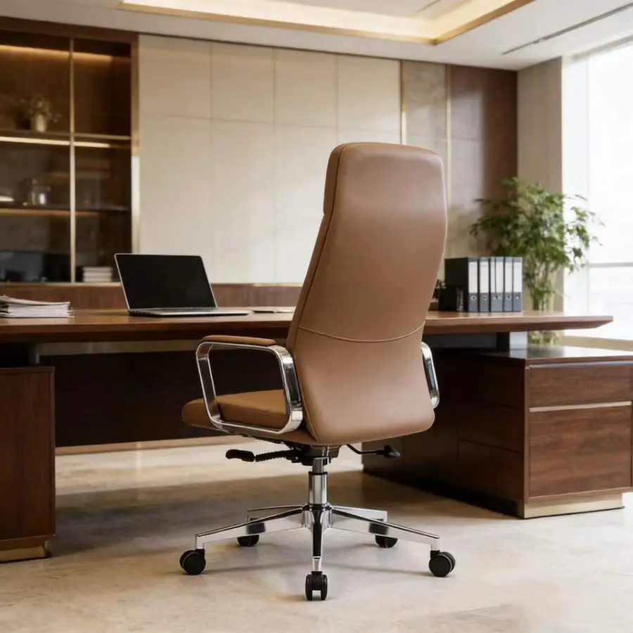 Luxury Modern Multi-Purpose Design High Comfortable Swivel Reclining Adjustable Function Plush Seat Cowhide Leather Office Chair — image 7