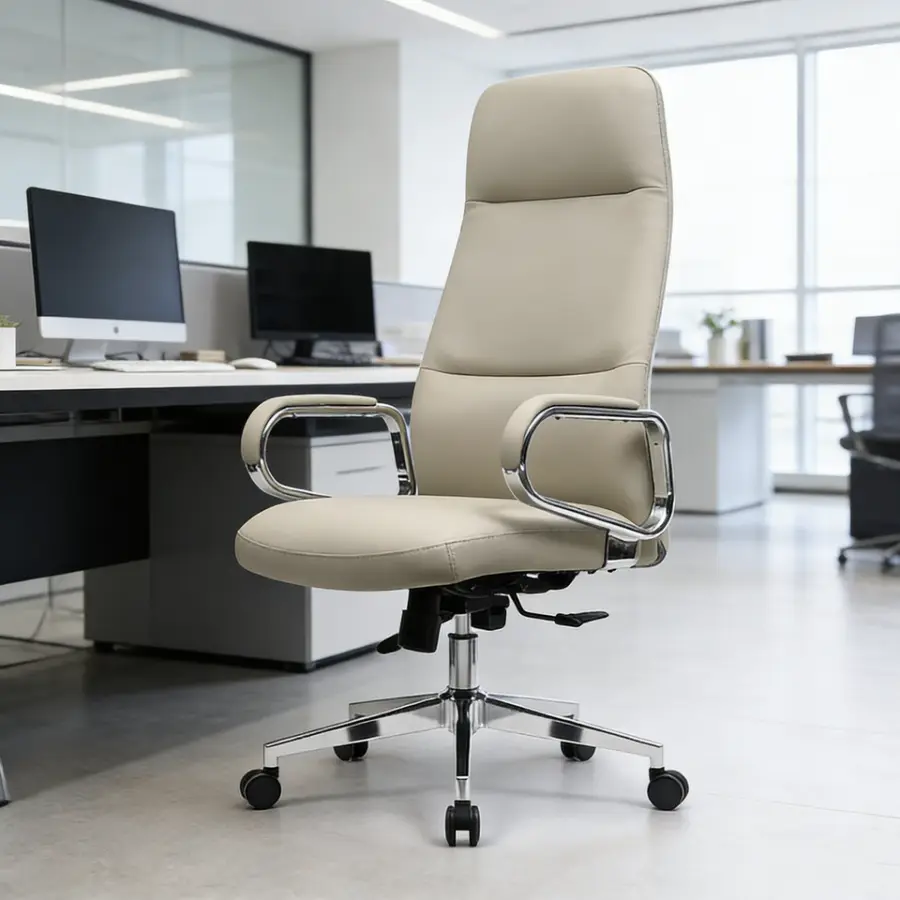 Multi-Purpose Luxury Elegant Executive Level Comfortable Lifting Reclining Adjustable Plush Seat Cowhide Leather Office Chair — image 3