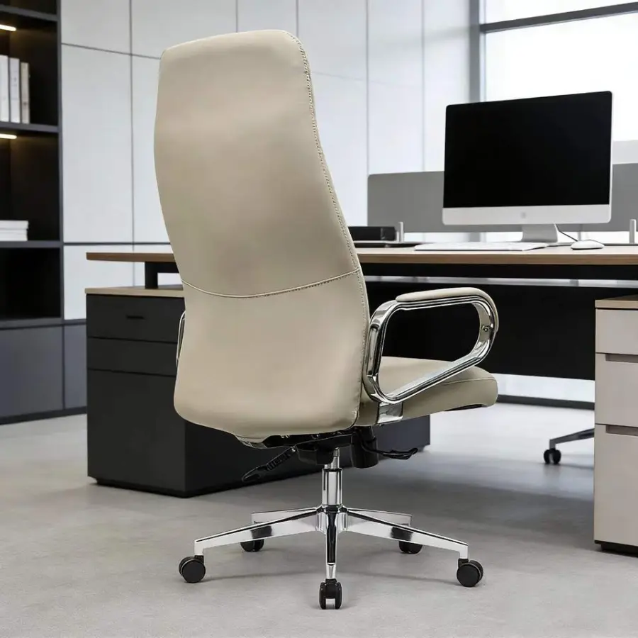 Multi-Purpose Luxury Elegant Executive Level Comfortable Lifting Reclining Adjustable Plush Seat Cowhide Leather Office Chair — image 6