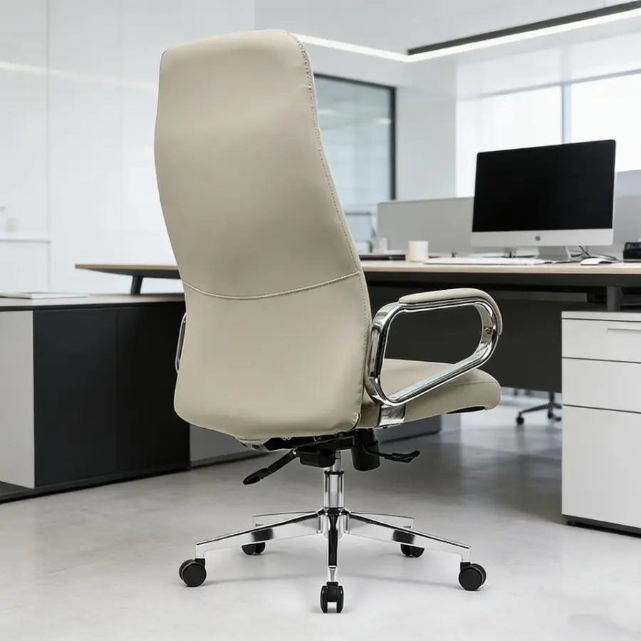 Multi-Purpose Luxury Elegant Executive Level Comfortable Lifting Reclining Adjustable Plush Seat Cowhide Leather Office Chair — image 7