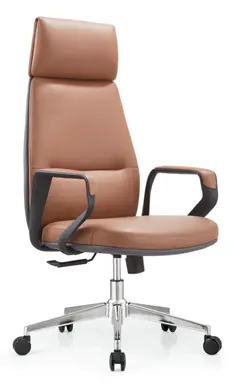 Modern Comfort Leather Work Chair Imported Top Grain Cowhide 18mm Curved Board High Resilience Sponge PP Leather Armrest — image 3