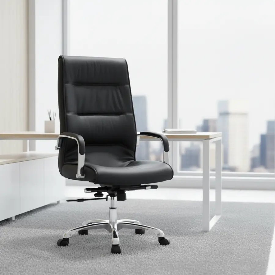 Modern Design Ergonomic Executive Office Chair Leather Adjustable Height Mesh Backrest Adjustable Armrest Fixed Headrest — view 1