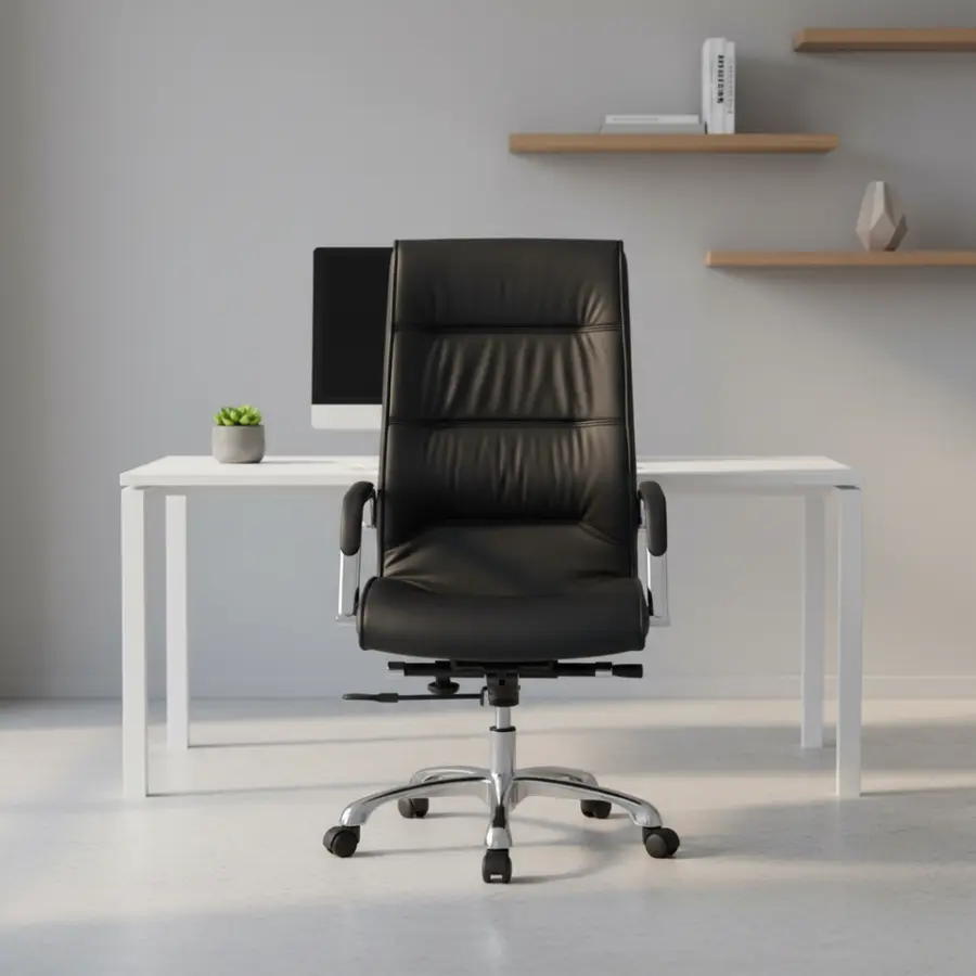 Modern Design Ergonomic Executive Office Chair Leather Adjustable Height Mesh Backrest Adjustable Armrest Fixed Headrest Swivel — image 2