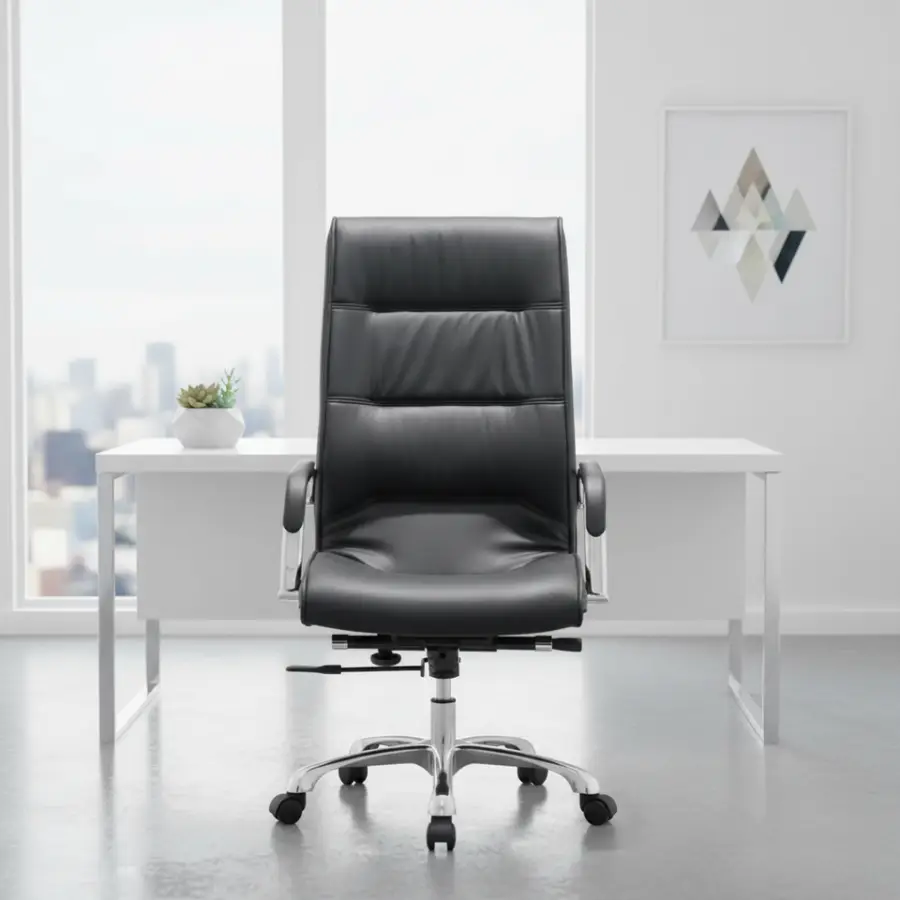 Modern Design Ergonomic Executive Office Chair Leather Adjustable Height Mesh Backrest Adjustable Armrest Fixed Headrest Swivel — image 4