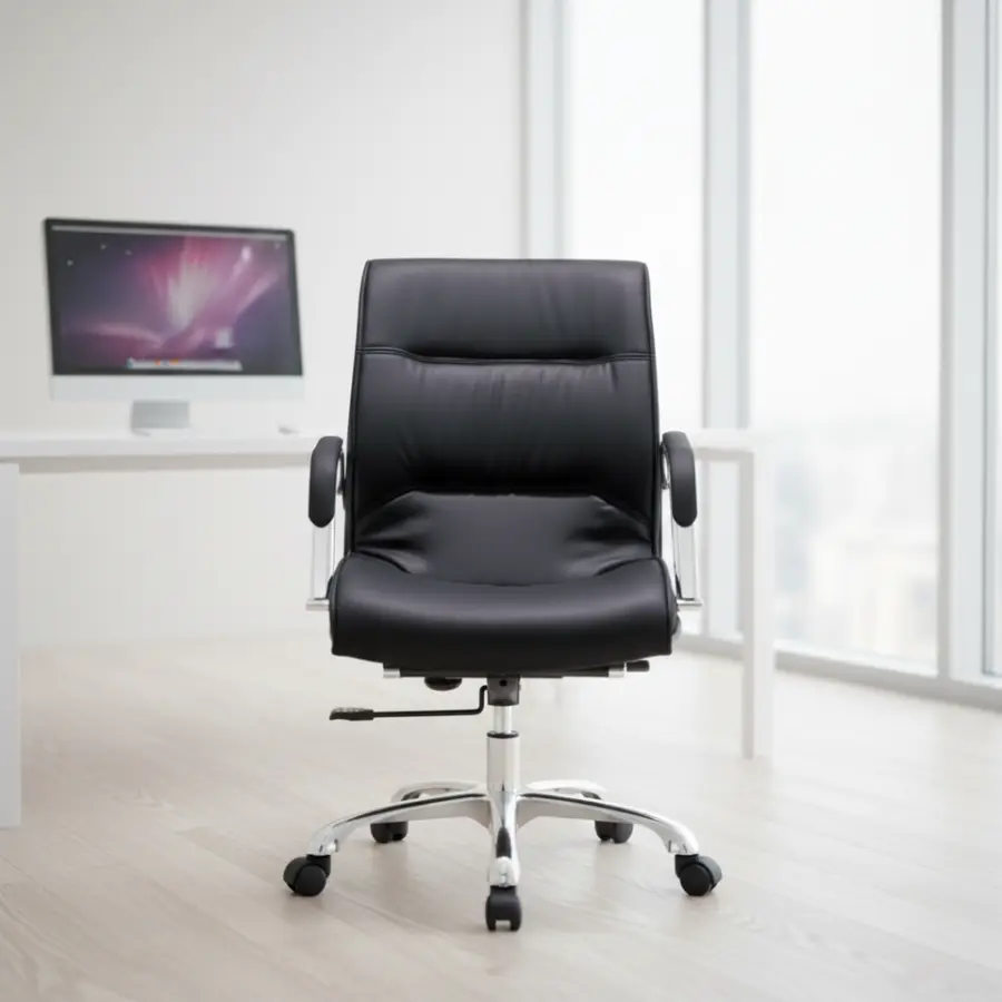 Furmax Modern Executive Office Chair High Back Adjustable Swivel Leather Aluminum Frame Commercial Grade (Black) — view 1
