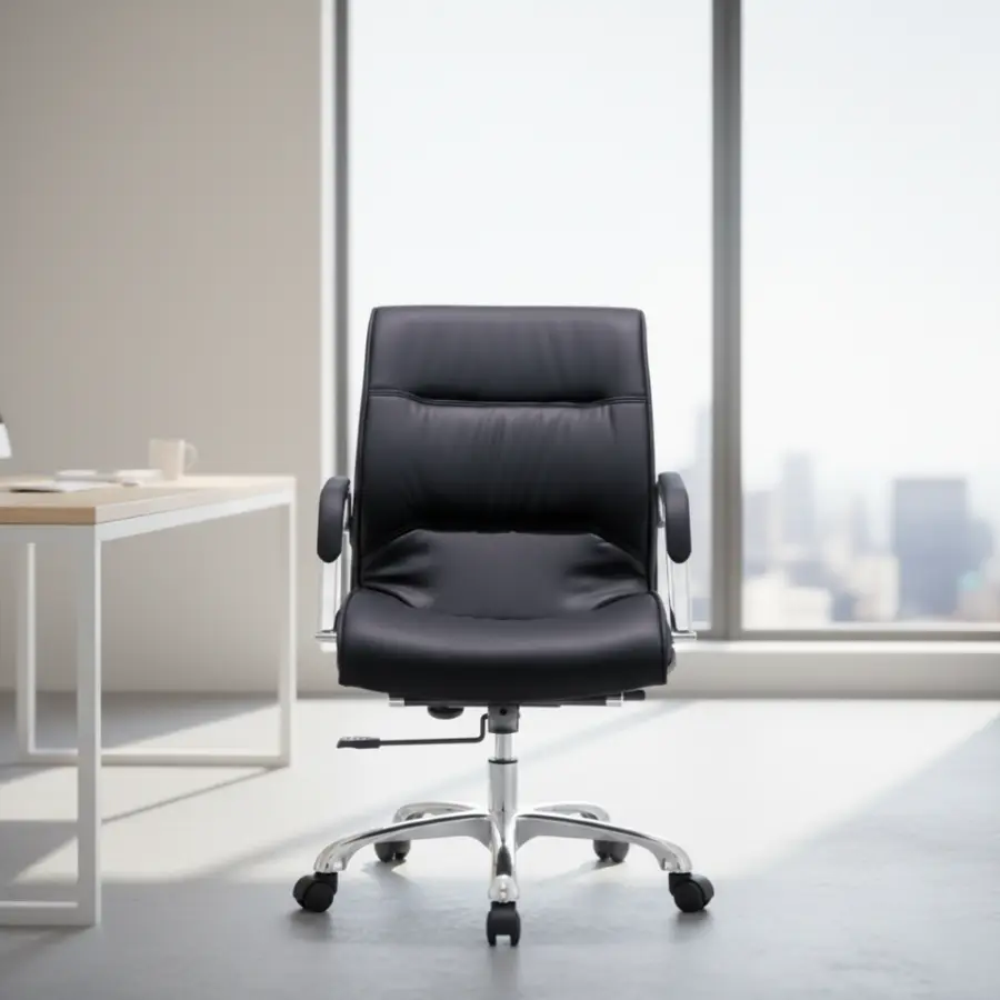 Furmax Modern Executive Office Chair High Back Adjustable Swivel Leather Aluminum Frame Commercial Grade (Black) — image 3