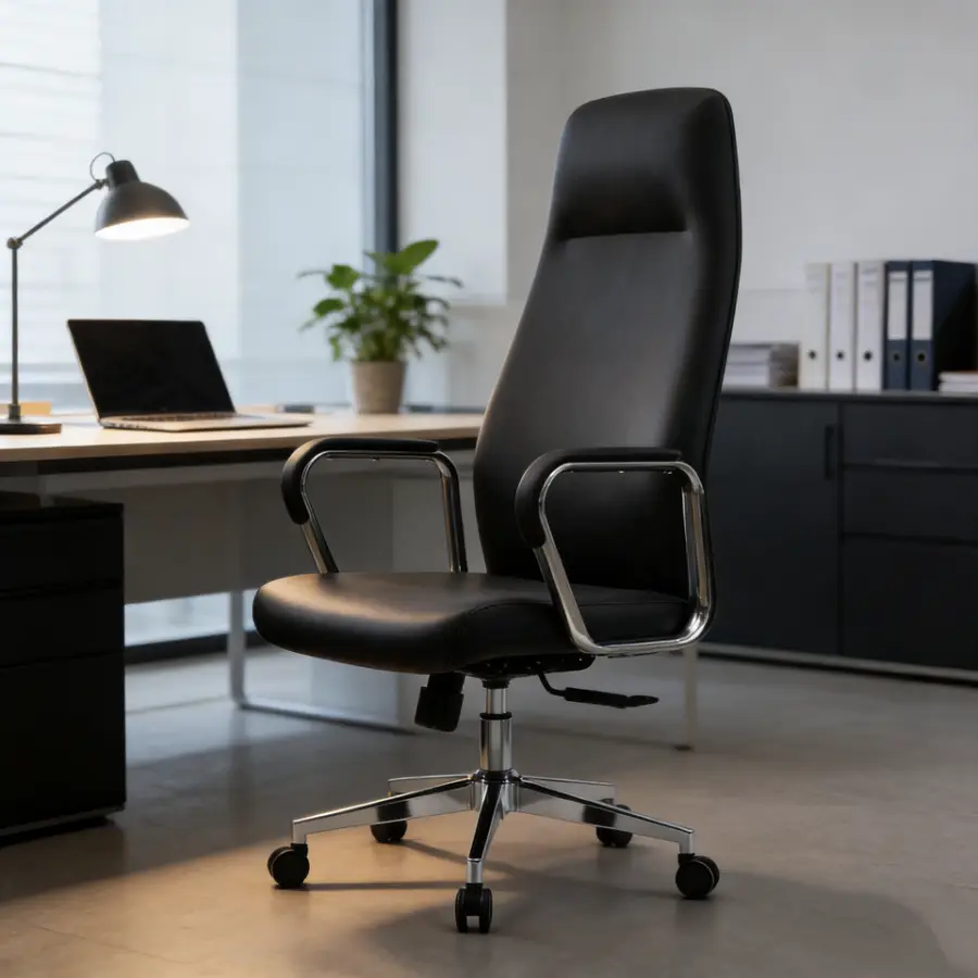 Premium Modern Minimalist Design Business Luxury Elegant Executive Comfort Reclining Black Color Cowhide Leather Office Chair — image 3