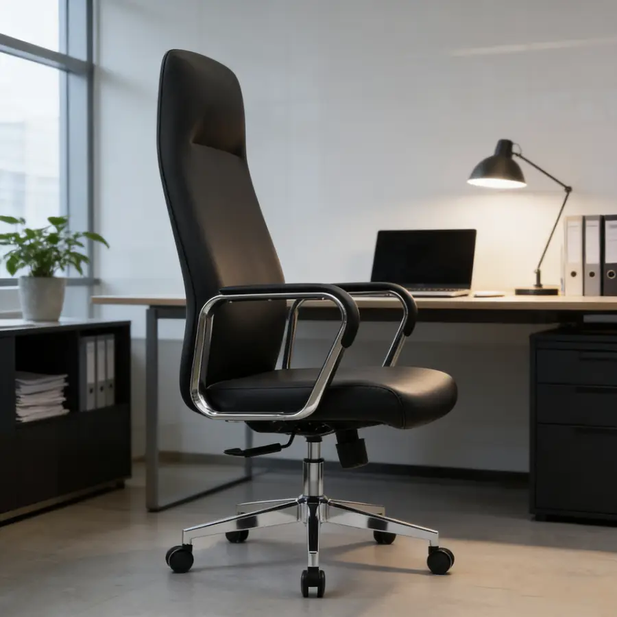 Premium Modern Minimalist Design Business Luxury Elegant Executive Comfort Reclining Black Color Cowhide Leather Office Chair — image 4