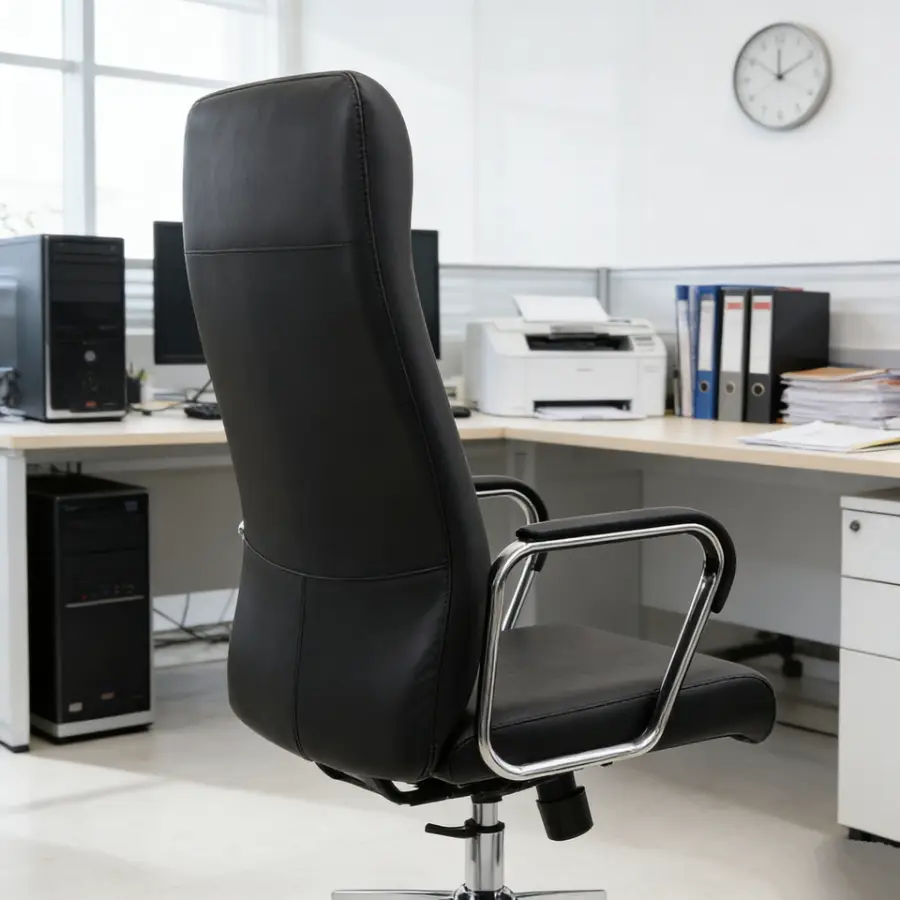 Premium Modern Minimalist Design Business Luxury Elegant Executive Comfort Reclining Black Color Cowhide Leather Office Chair — image 5