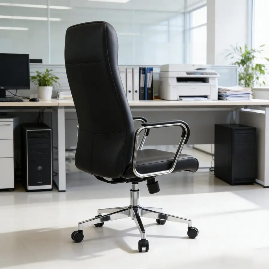 Premium Modern Minimalist Design Business Luxury Elegant Executive Comfort Reclining Black Color Cowhide Leather Office Chair — image 6