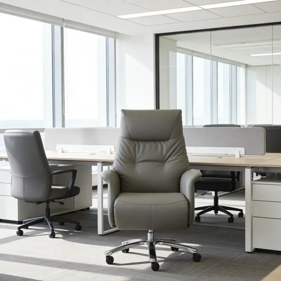 Executive Leather Office Chair Manufacturer Direct Curved Wood Board High Rebound Foam for Office Project Wholesale — view 1