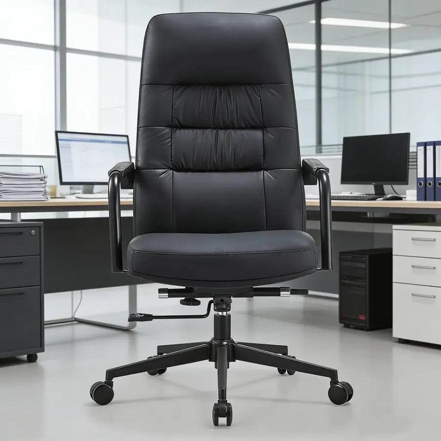 Business Lifting Adjustable Swivel Function Lumbar Supportive Top-Quality Cowhide Leather Office Chair for Long-sitting — view 1