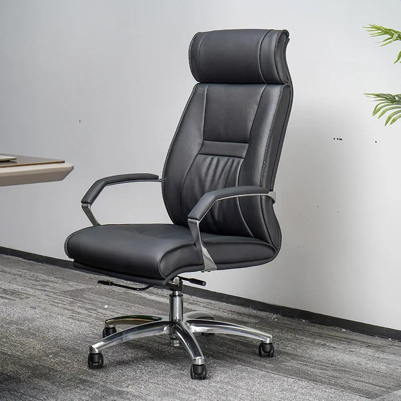 Modern Design High Back Boss Leather Chair Aluminum Armrest High Quality — image 5
