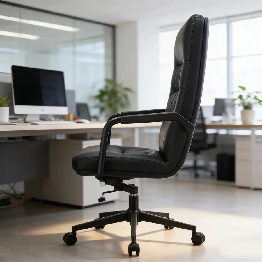 Business Lifting Adjustable Swivel Function Lumbar Supportive Top-Quality Cowhide Leather Office Chair for Long-sitting Comfort — image 7