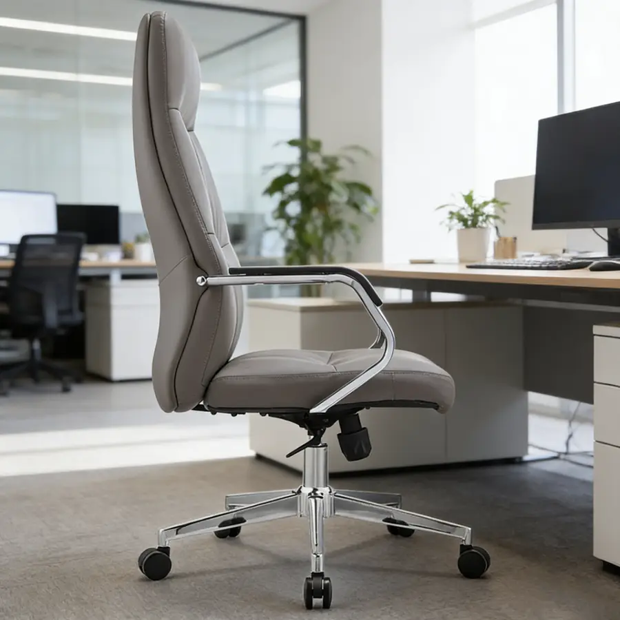 Modern Executive Business Luxury Ergonomic Design Durable Sturdy Comfortable Reclining Adjustable Cowhide Leather Office Chair — image 5